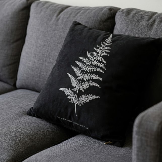 Coussin Fougère dorée, Gymnogramma Chrysophylla (Golden Fern Frond, Gymnogramma Chrysophylla. Throw Pillow)