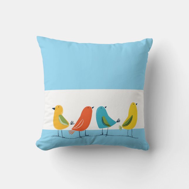 Coussin Four Birds Perched on a Twig (Recto)