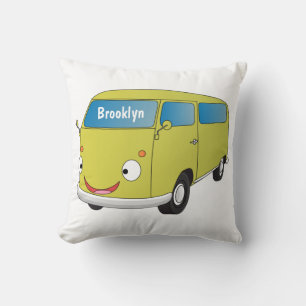 Coussin Fourgonnette verte citron classique de dessin anim