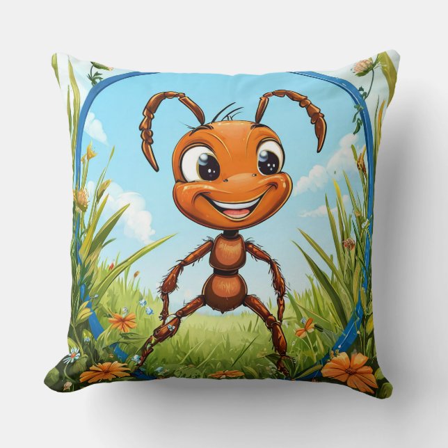 Coussin Fourmi de dessin animé joyeuse  (Recto)