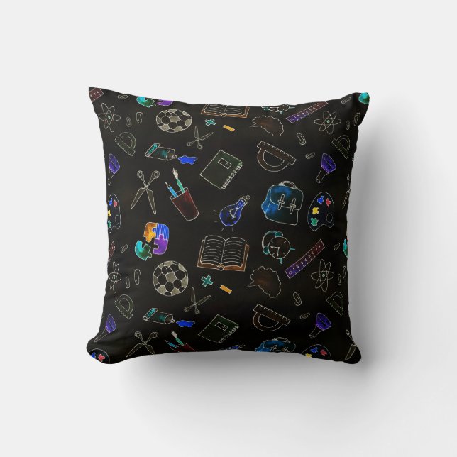 Coussin Fournitures scolaires motifs, école (Recto)