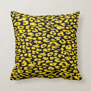 Coussin Fourrure à peau Empreinte de léopard jaune et no