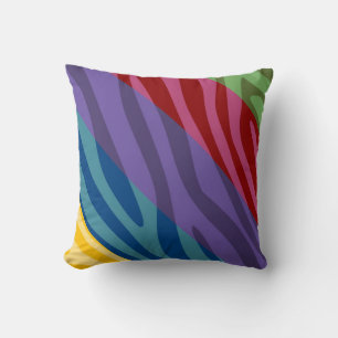 Coussin Fourrure d'impression couleur rétro Zebra