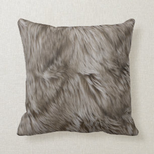 Coussin Fourrure Faux Imprimée Beige Tan Mink Cheveux d'a