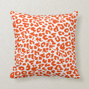 Coussin Fourrure orange de peau d'empreinte de léopard