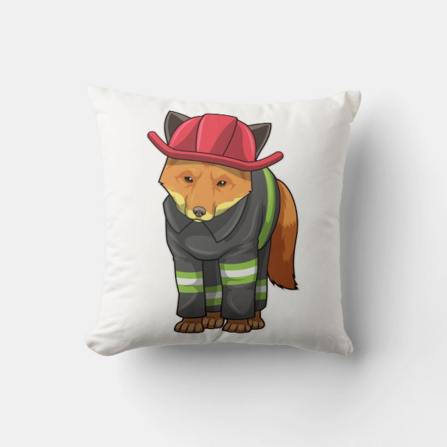 Coussin Fox as Firefighter avec Helmet (Recto)