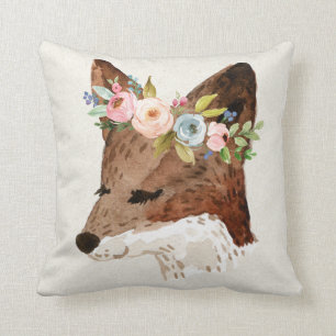 Coussin Fox de Boho avec les fleurs en pastel