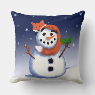 Coussin Fox et Snowman Hollydays Friends Noël