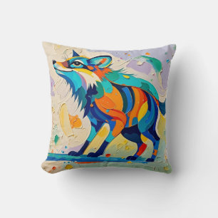 Coussin Fox Expressive abstrait animal art design