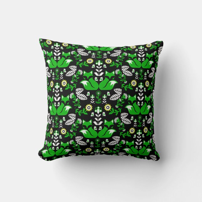 Coussin Fox Nordic Scandinavian Folk Art nappe (Recto)