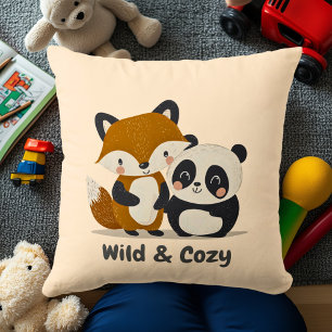 Coussin Fox & Panda Cute Animal Friends Décor Salle Enfant