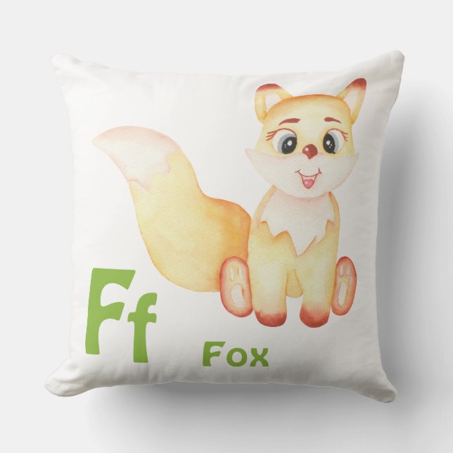 Coussin Fox personnaliser ABC : Lettre F - Ajouter votre n (Recto)