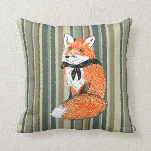 Coussin Fox sur des rayures de désert