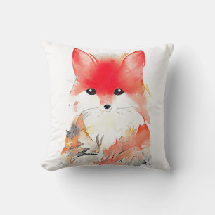 Coussin Fox Wild Animal Nature Aquarelle Art Peinture