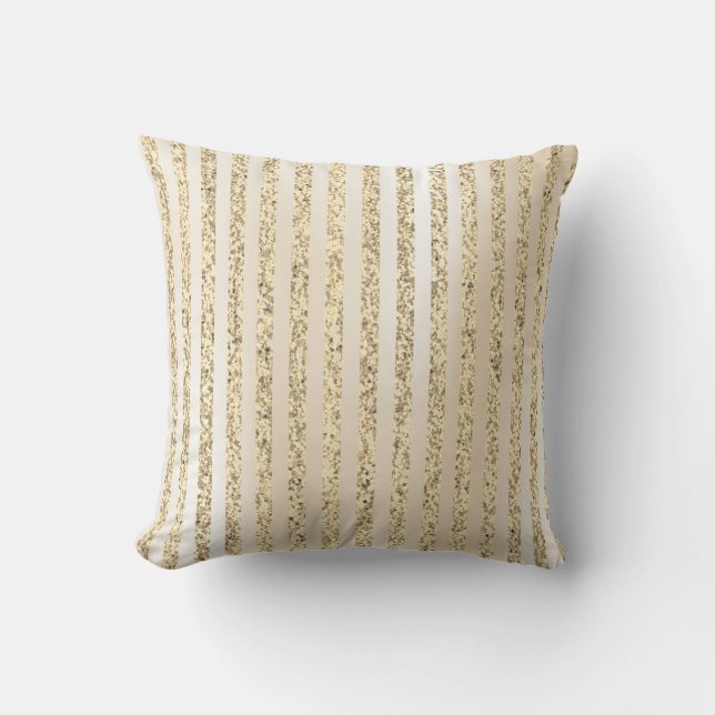 Coussin Foxier Gold Metallic Stripes Lignes Pearly Creamy (Recto)