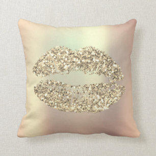 Coussin Foxier Gold Parties scintillant Kiss Lips Glam Mak