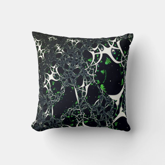 Coussin Fracale blanche imparfaite sur l'espace noir, tric (Recto)