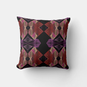 Coussin fractal Abstrait marron, rose et lavande