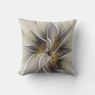 Coussin Fractal floral, fleur de fantaisie aux couleurs de