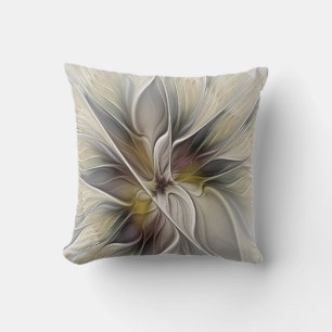 Coussin Fractal floral, fleur de fantaisie aux couleurs de
