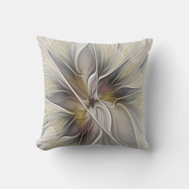 Coussin Fractal floral, fleur de fantaisie aux couleurs de (Recto)