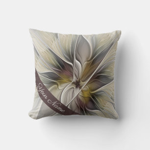 Coussin Fractal Floral, Nom Couleurs de Terre Fleur Fantas