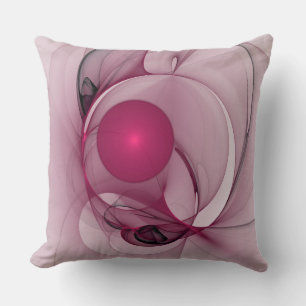 Coussin Fractal, moderne Berry Abstrait Art rose