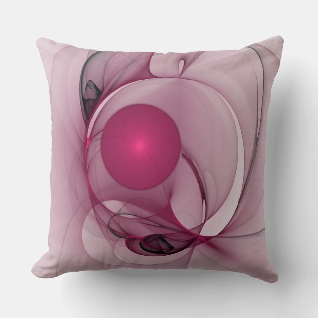 Coussin Fractal, moderne Berry Abstrait Art rose (Recto)