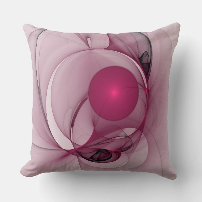 Coussin Fractal, moderne Berry Abstrait Art rose (Recto)