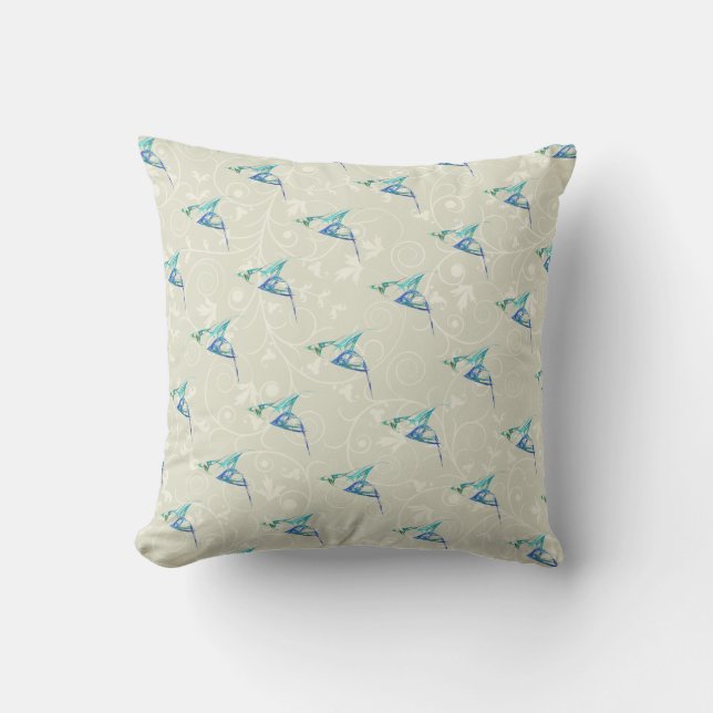 Coussin Fractal - Oiseau bleu en vol (Recto)