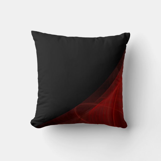 Coussin fractal rouge, noir et blanc réversible (Recto)