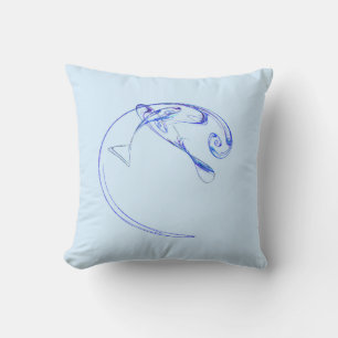 Coussin Fractal - Trois poissons bleus