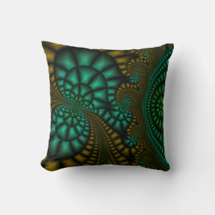 coussin fractal vert et olive