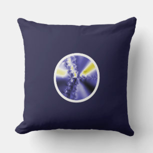 Coussin Fractale bleu foncé abstrait
