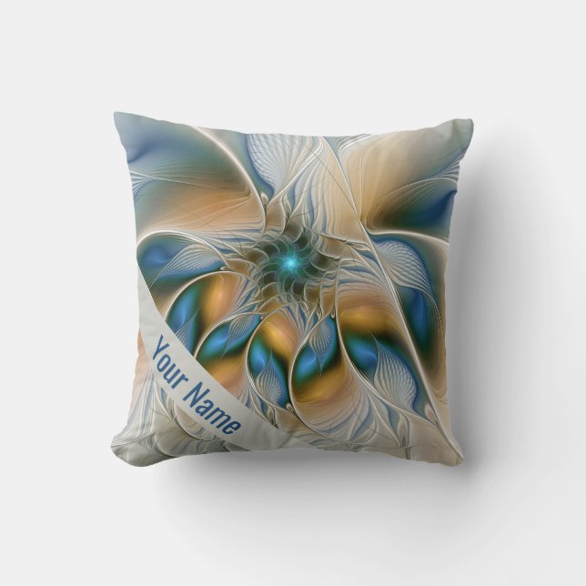 Coussin Fractale de fantaisie abstraite et aérienne avec n (Recto)