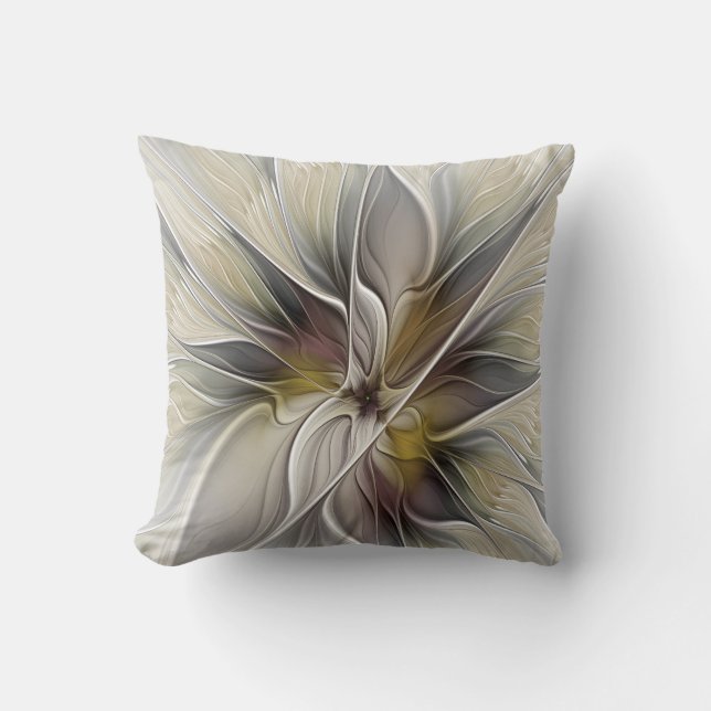 Coussin Fractale florale, Fleur Imaginaire aux couleurs de (Recto)