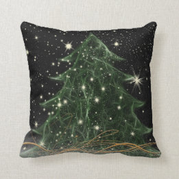 Coussin Fractalius/carreau vert d'arbre et d'étoiles