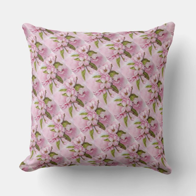 COUSSIN FRAGRANT PINK APPLE BLOSSOMS PATIO PILLOW (Recto)