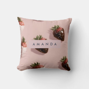 Coussin Fraise à base de chocolat rose pâle personnalisée