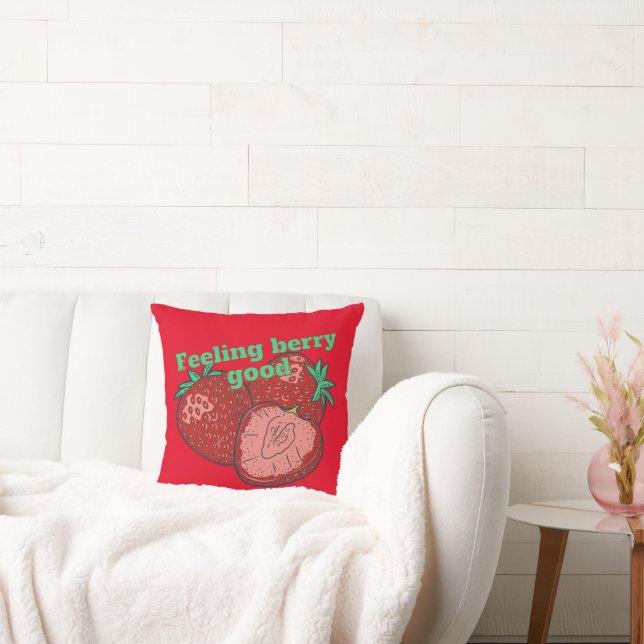 Coussin FRAISE DRÔLEMENT BONNE drôle de fraise fruit (Canapé)