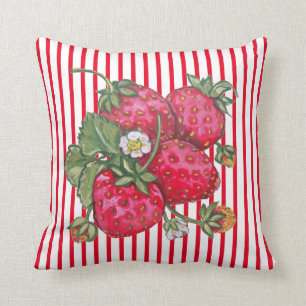 Coussin Fraise fraîche Rouge Blancs Décor été