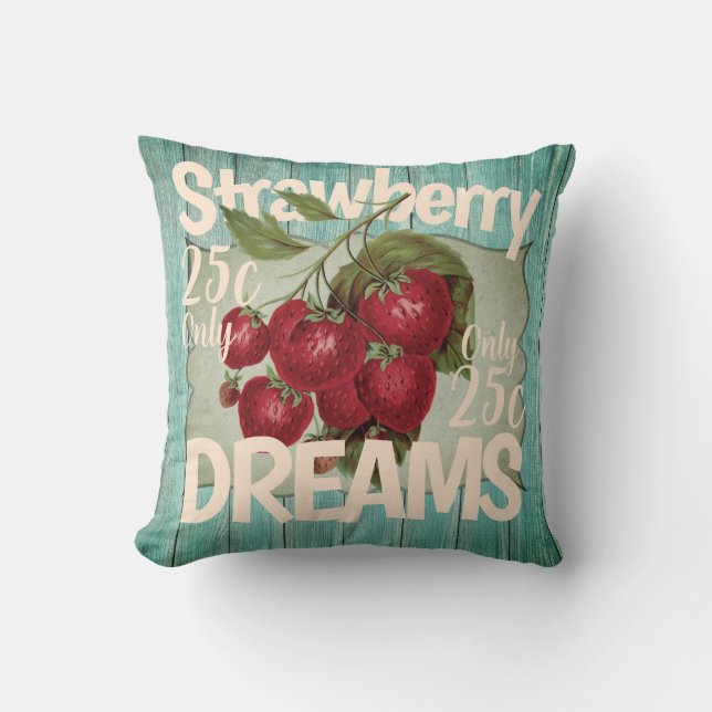 Coussin Fraise rêves vintages rétro vieux et texture (Recto)