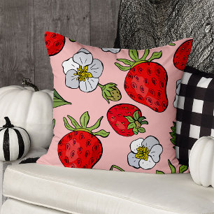 Coussin Fraise rose
