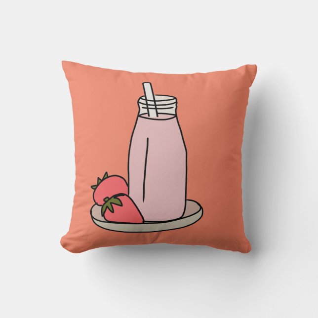Coussin Fraise sucrée milkshake rose mignon (Recto)