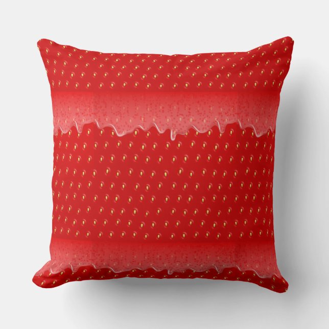 Coussin Fraise Texturée Arrière - plan confiture de fruits (Recto)