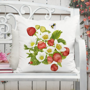 Coussin Fraises d'aquarelle Cottagecore