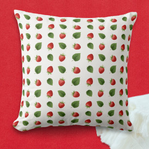 Coussin Fraises de fruits frais colorés Monogrammes
