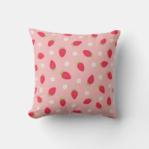 Coussin Fraises d'été (grande échelle) Rose