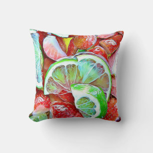Coussin Fraises et Fruits de citron vert Medley
