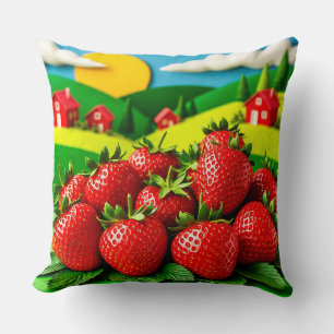 Coussin Fraises fraîches exposées sur Greenfield